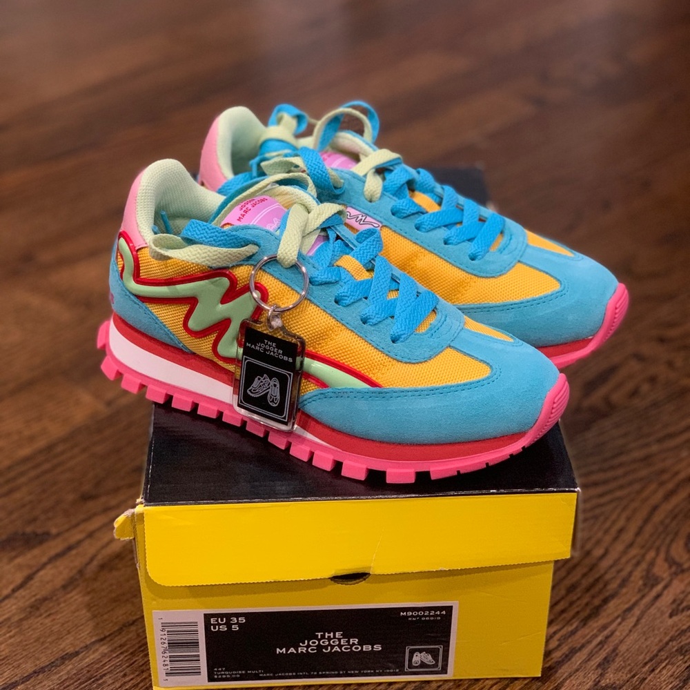 New Marc Jacobs The Jogger Sneakers Women’s Size 35 Turquoise Multi